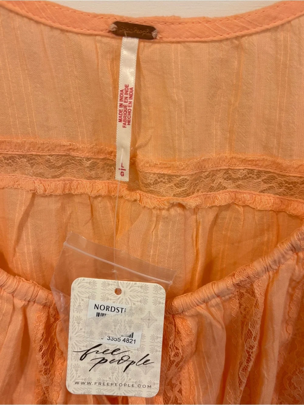 Free People Alana Lace Tank Top in Spring Melon NWT Size Large MSRP $78